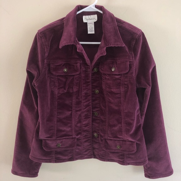 Chadwick's Jackets & Blazers - Chadwicks Burgundy Red Corduroy Blazer Jacket Womens Size S Collared Button Up